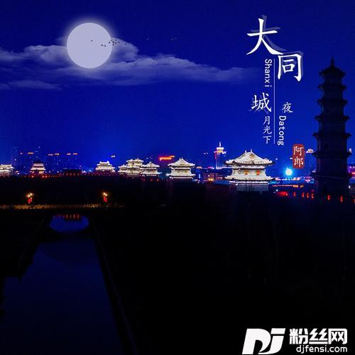大同城夜月光下